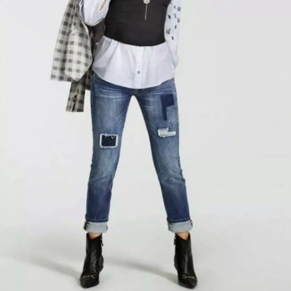 Cabi Slim Boyfriend Jeans with Patches